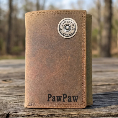 Distressed Leather Trifold Wallet - SHOTGUN SHELL - MillersLeatherShop
