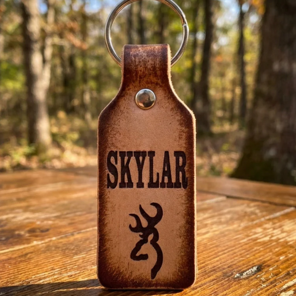 Custom Engraved Leather Keychain - Personalized Gift for Him/Her