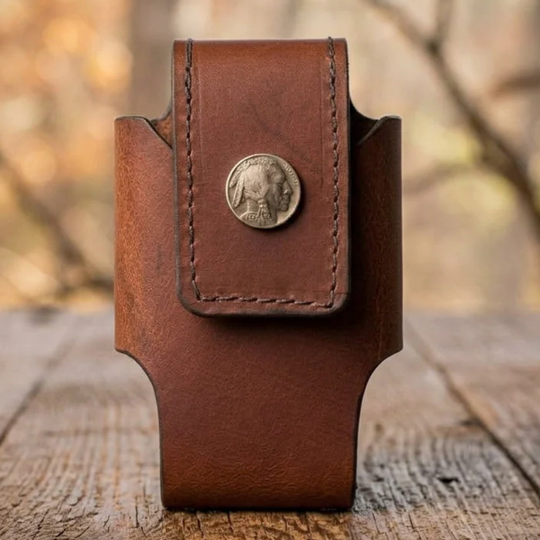 Custom Leather Cell Phone Case with Indian Nickel Concho | Miller's Le