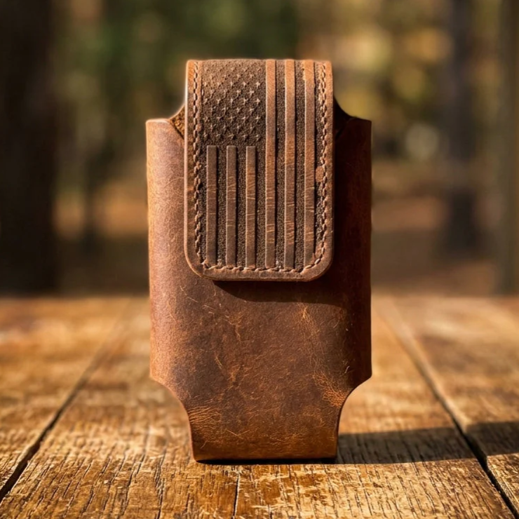 Custom Handmade Leather USA Flag Phone Case - Miller's Leather Shop