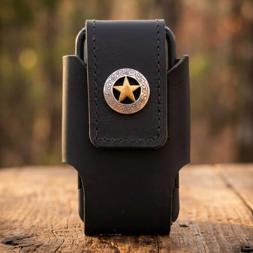 Custom Leather Cell Phone Case with Western Star Concho | Miller's Lea