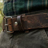 Distressed Buffalo Leather Belt - Handmade in USA