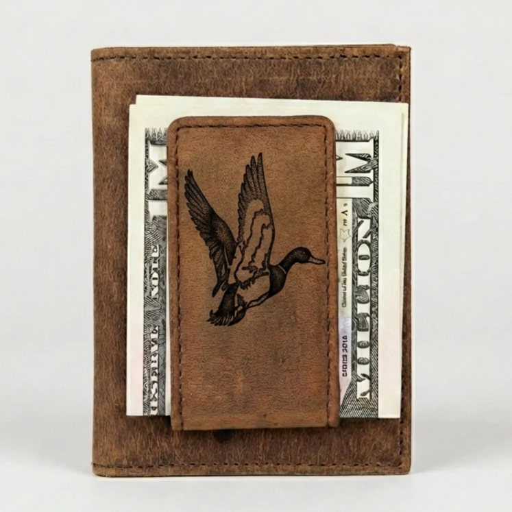 Leather Money Clip Wallet - Duck Design