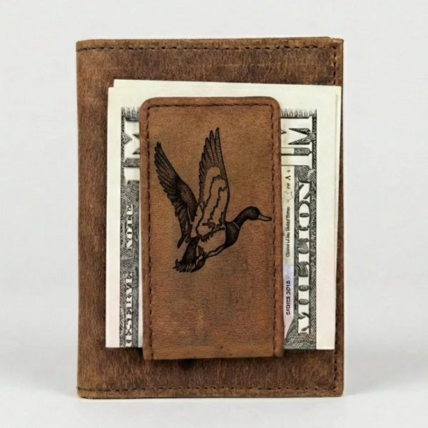 Leather Money Clip Wallet - Duck Design