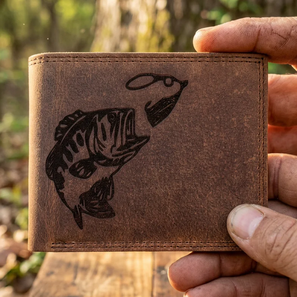 FiSHING BIFOLD DISTRESSED LEATHER WALLET