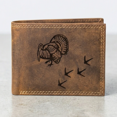 Turkey and Tracks Bifold Leather  Wallet