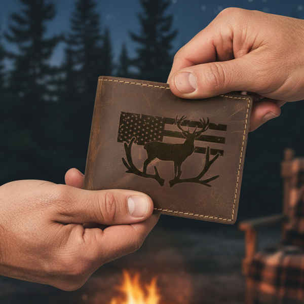 Deer with Flag and Antlers BIFOLD WALLET