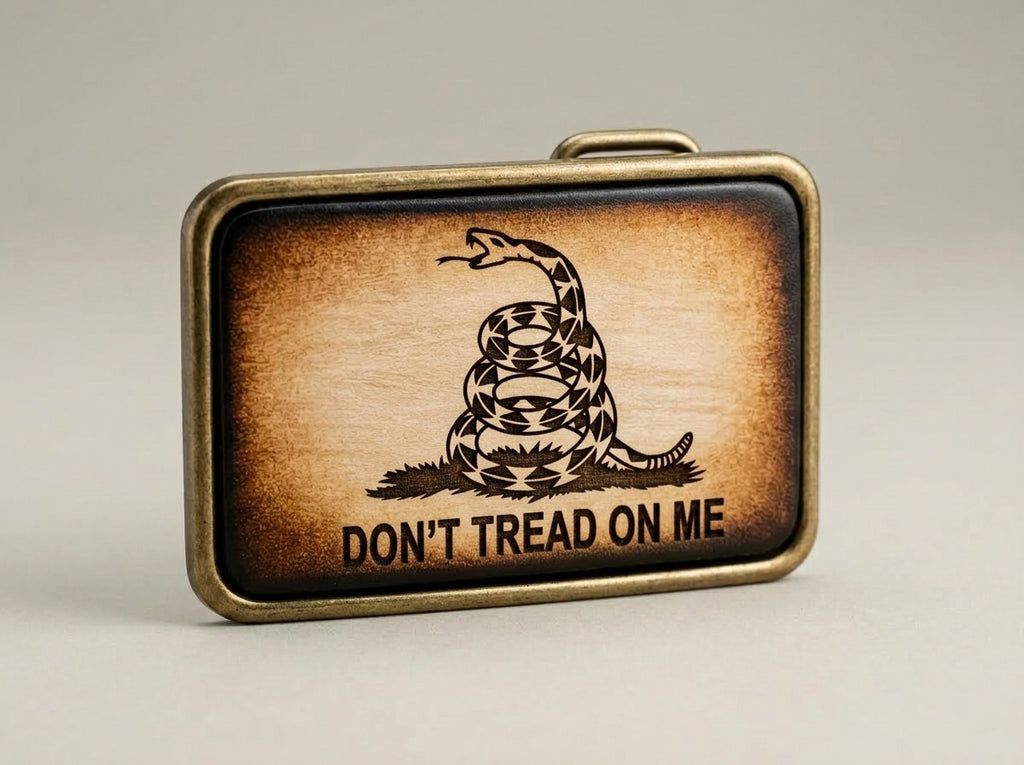 Gadsden Flag Don't Tread On Me Distressed Leather Belt Buckle