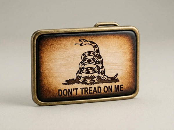 Gadsden Flag Don't Tread On Me Distressed Leather Belt Buckle