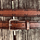 Barb Wire Hand-Tooled Full-Grain Leather Belt | Miller's Leather Shop