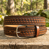 Leather Belt - Handcrafted Basket Weave Full-Grain Cowhide | Miller's