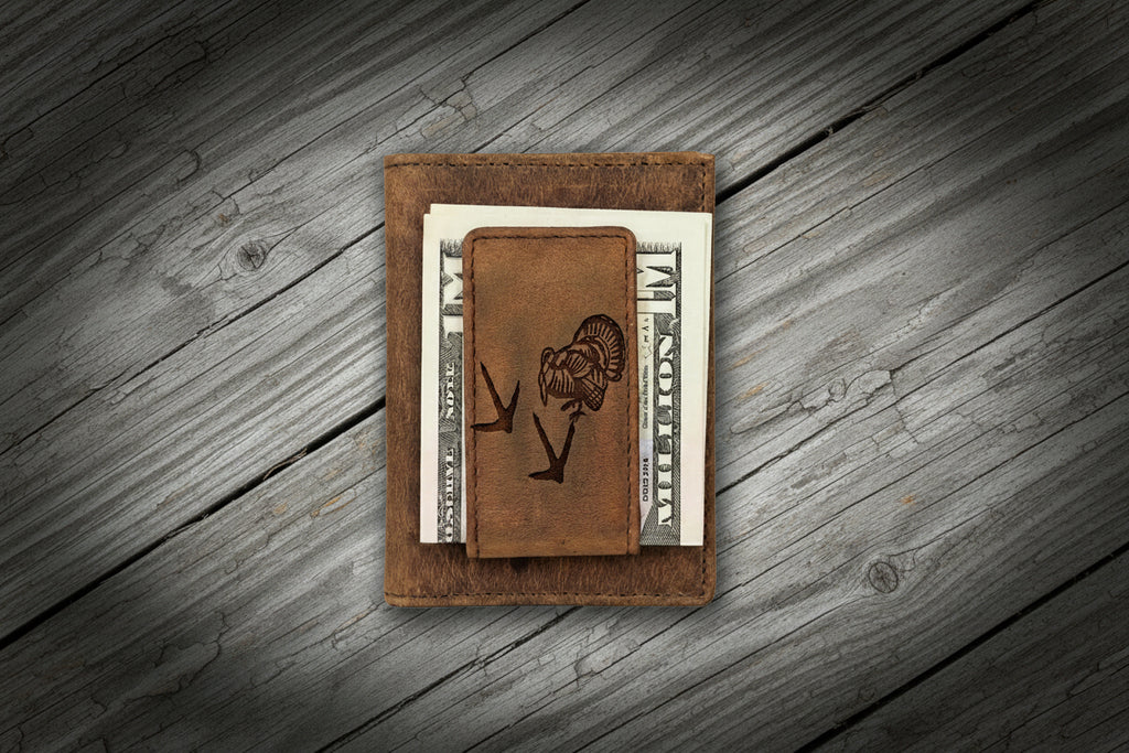 Leather Money Clip with Turkey Design
