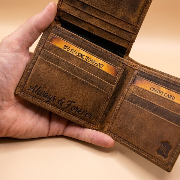 Leather Turkey Wallet - Engraved with Turkey Design