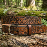 Handmade Horse & Acorn Full Grain Leather Belt - Miller's Leather Shop