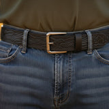 Handcrafted Men's Leather Belt, Eagle & Mountain Design - Miller's Lea