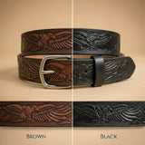Handcrafted Men's Leather Belt, Eagle & Mountain Design - Miller's Lea