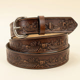 Custom Farm Tooled Leather Belt - Handmade Tractor Belt | Made in USA