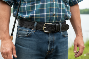 Fishing Belt, Handmade leather belt, Name Engraved Free!