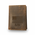 American Flag Trifold Leather Wallet