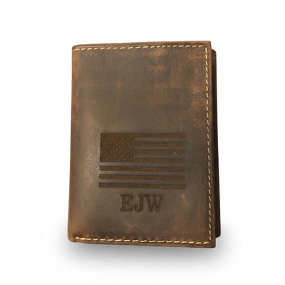 American Flag Trifold Leather Wallet