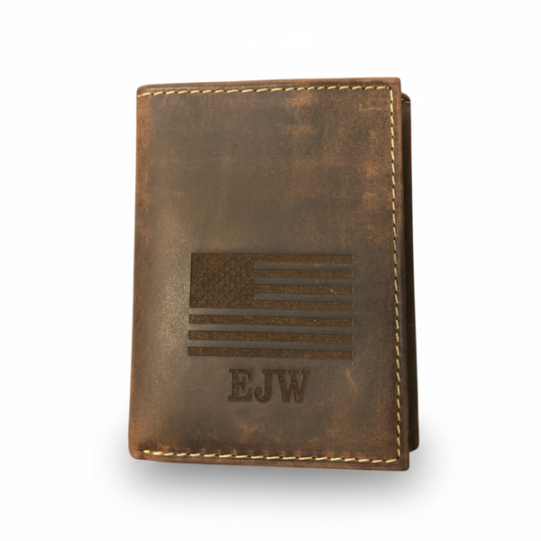 American Flag Trifold Leather Wallet