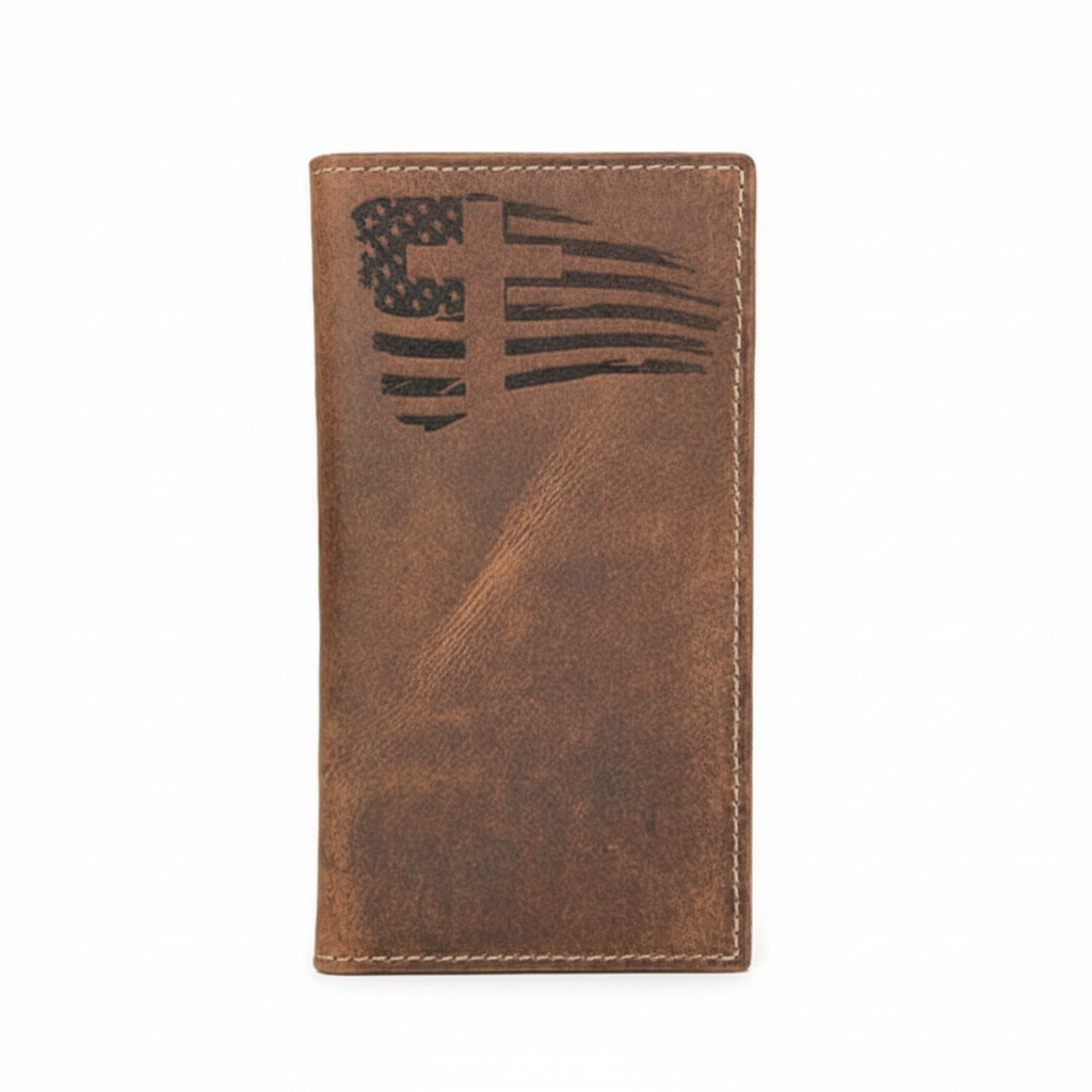 Engraved Roper Leather Wallet Double Stitched