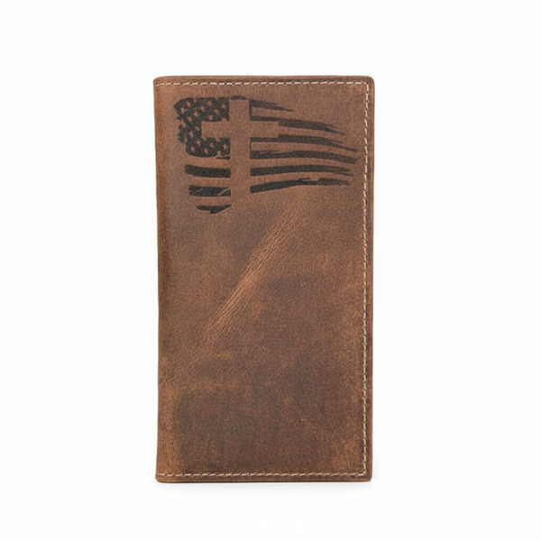Engraved Roper Leather Wallet Double Stitched