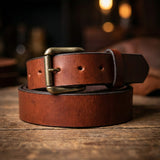 Handcrafted Leather Belt - Brown Smooth Leather by Miller's - Made in