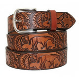 Handmade Horse & Acorn Full Grain Leather Belt - Miller's Leather Shop