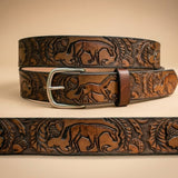 Handmade Horse & Acorn Full Grain Leather Belt - Miller's Leather Shop