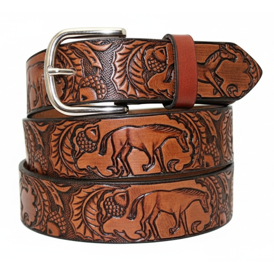Horse and Acorn Leather Belt