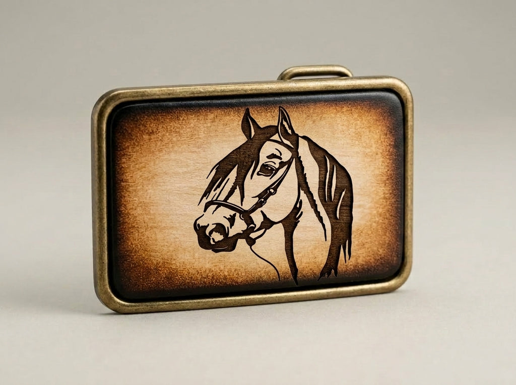 Handcrafted Western Leather Horse Head Belt Buckle
