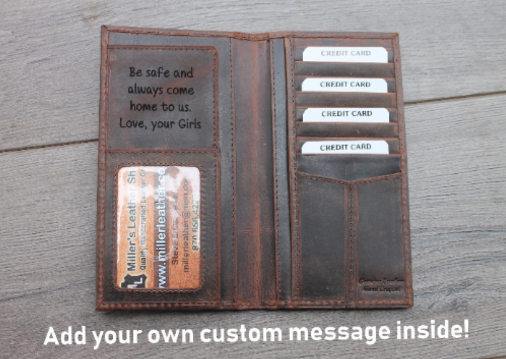 Turkey and Tracks  Leather Classic Roper Checkbook Wallet by Miller's Leather Shop