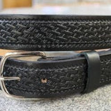 Handcrafted  SMALLER Pattern Basket Weave Leather Belt - Miller's Leather Shop