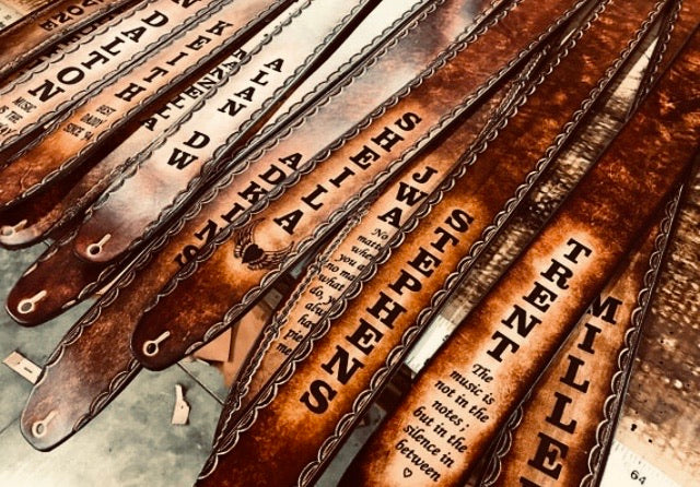 Custom Tooled Guitar Straps by Miller's Leather Shop