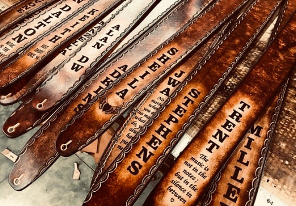 Custom Tooled Guitar Straps by Miller's Leather Shop