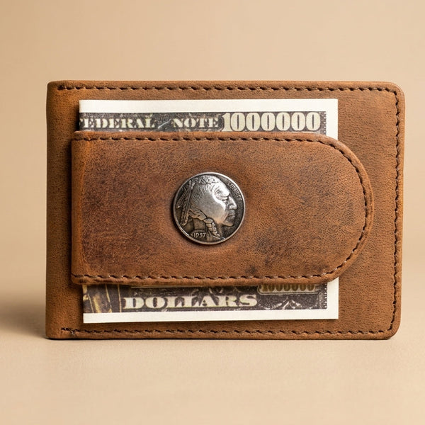 Horizontal Front Pocket Wallet - Indian Nickel Concho