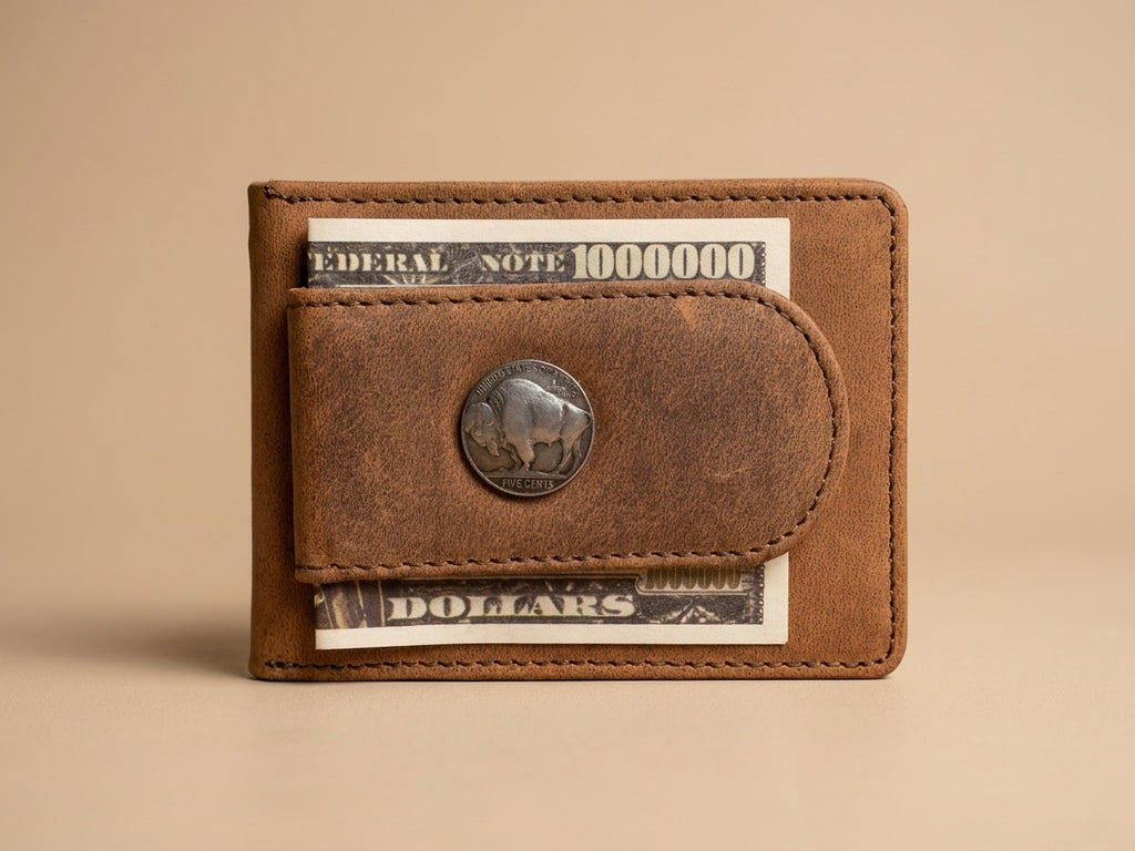 Horizontal Front Pocket Wallet - Buffalo Nickel Concho