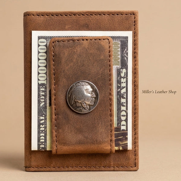 Vertical Front Pocket Wallet - Indian Nickel Concho