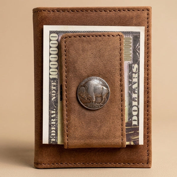 Vertical Front Pocket Wallet - Buffalo Nickel Concho