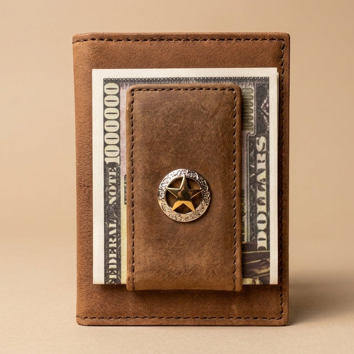 Vertical Front Pocket Wallet - Texas Star Concho