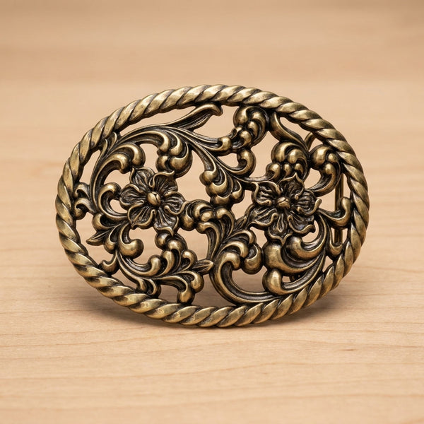 Floral Belt Buckle Metal
