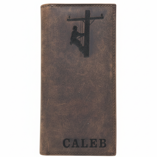 Engraved Roper Leather Wallet Double Stitched