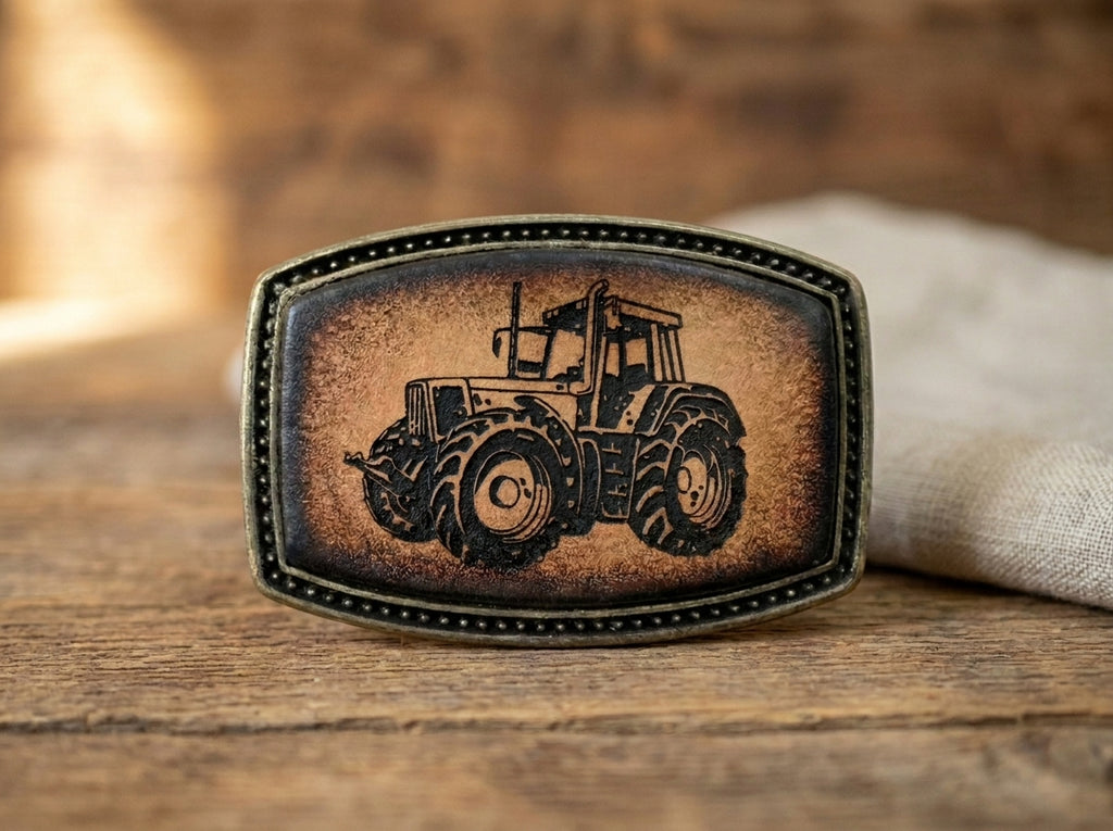 Vintage Tractor Belt Buckle - Rustic Farming Accessory