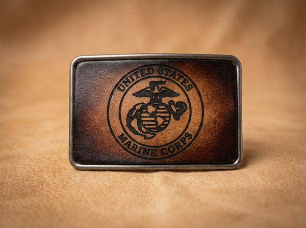 United States Marine Corps USMC Embossed Leather Belt Buckle