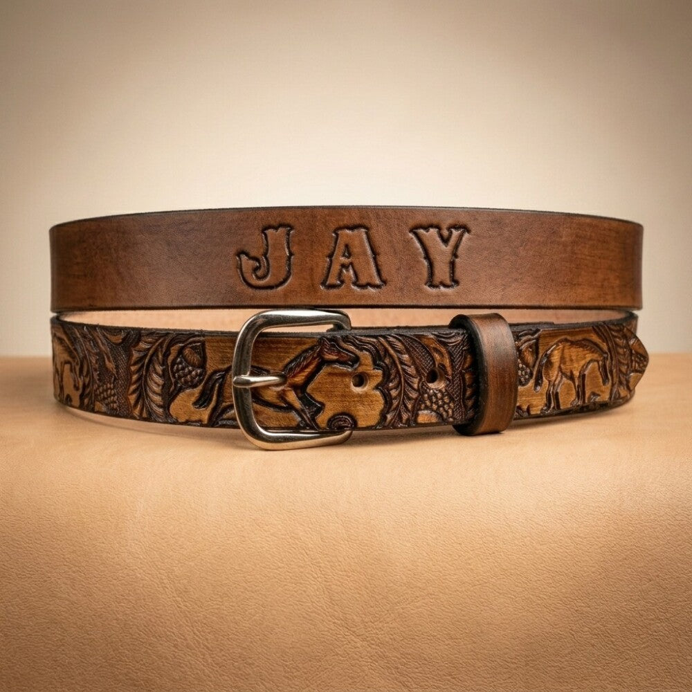 Little Cowboy Belt with Horses for Cowgirls or Cowboys - Name Free!