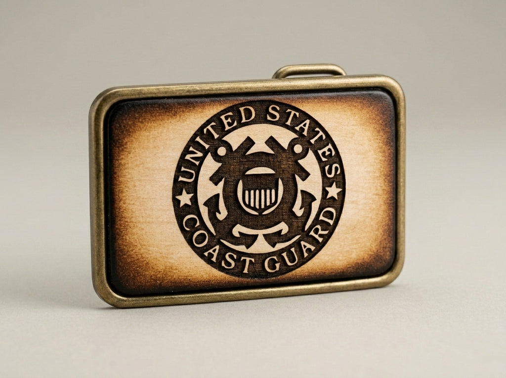 United States Coast Guard Embossed Leather Belt Buckle