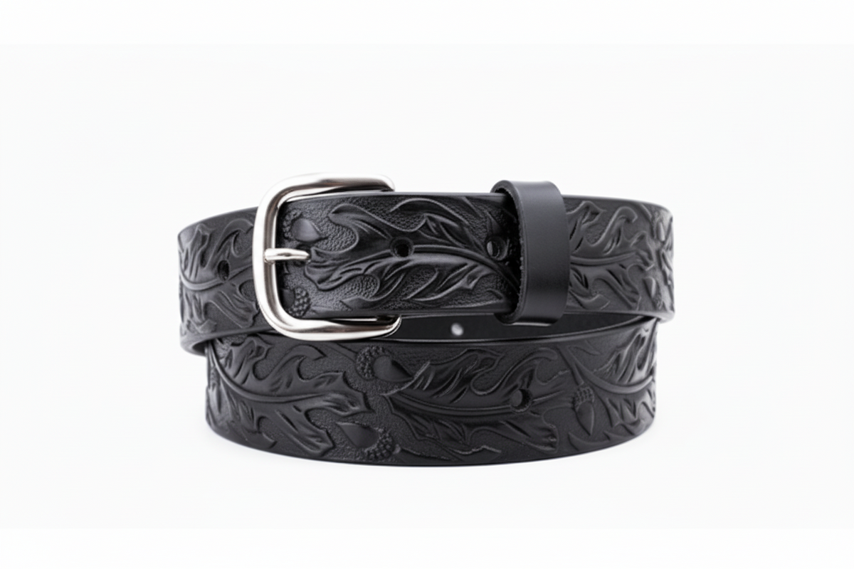 Custom Carved Leather Belt - Oak Leaf and Acorn Design  display picture 3