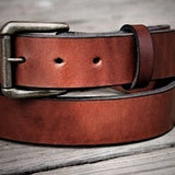 Handcrafted Leather Belt - Brown Smooth Leather by Miller's - Made in