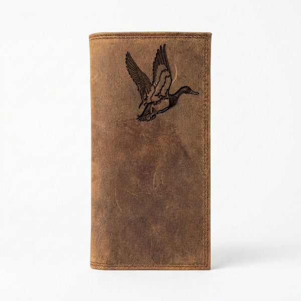 Men's Distressed Leather Roper Long Wallet - DUCK Hunter Series